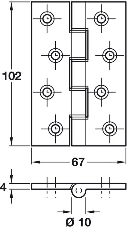 Butt Hinge DPBW 102x67mm Brass SC