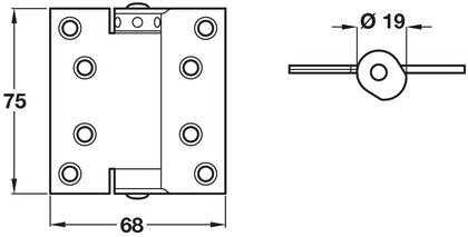 Spring Hinges Sgl Act 75x68mm Silver