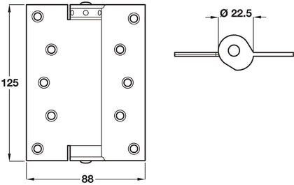 Spring Hinges Sgl Act 125x88mm Silver