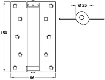 Spring Hinges Sgl Act 150x96mm Silver