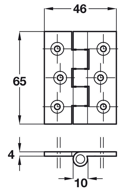 Butt Hinge Sqr 65x46mm Cast Iron Self