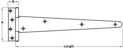 Med Pattern Tee Hinge 461x130mm MS BZP