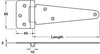 Tee Hinge 65x43x350mm 316 SS BSS