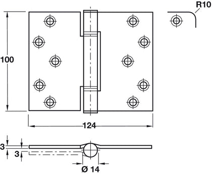Hi-Load 3k Butt Hinge 100x124mm 304 SSS