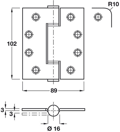 Loadmaster Butt Hinge Sq 102x89 316 SSS