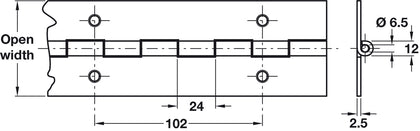 HD Continuous Hinge 2000x76mm CP4 SS