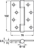 Phoenix Butt Hng 3 Sq 102x76mm 304 SSS