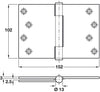 Butt Hinge Project Sqr 102x152mm 304 SSS