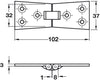 Counterflap Hinge 102x32/37mm Brass PC