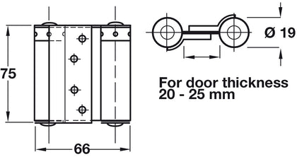 Spring Hinge Dbl Act 75x66mm St Slv