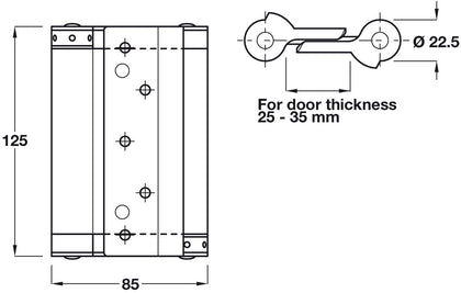 Spring Hinge Dbl Act 125x85mm St Slv