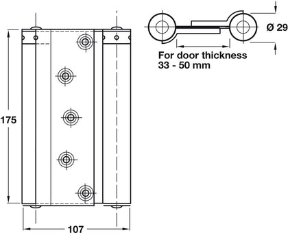 Spring Hinge Dbl Act 175x107mm SS