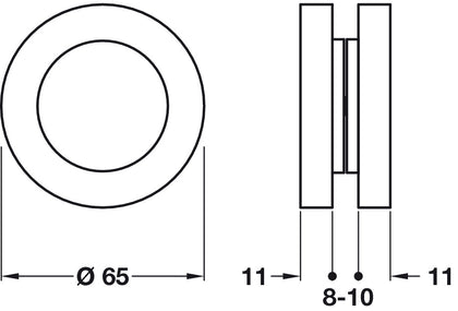 Flush Pull Hdl for Gls D65mm Brass SCP