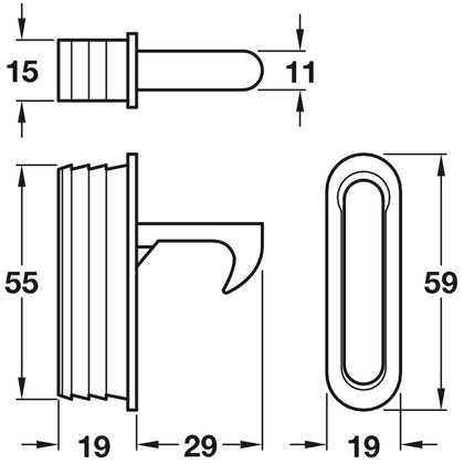 Pocket Hideaway Door FlipUp Hdl Brass SB