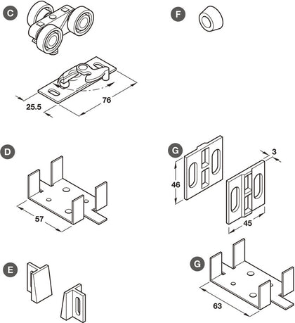 Pocket Hideaway 1 Door Comp.Set 760mm