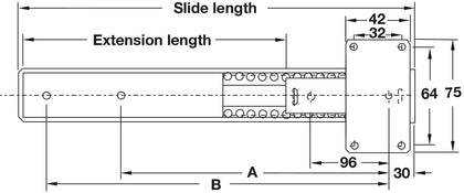 Accuride 1312 Pivot Sld Dr Run BZP 550mm