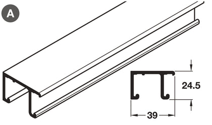 Hafele System 3 Infront Dbl Top Track 3m