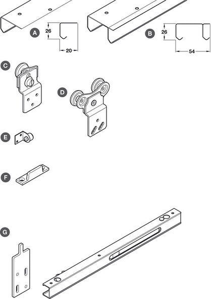 Hafele SF30 FitSet wo Track 1Door 30kg