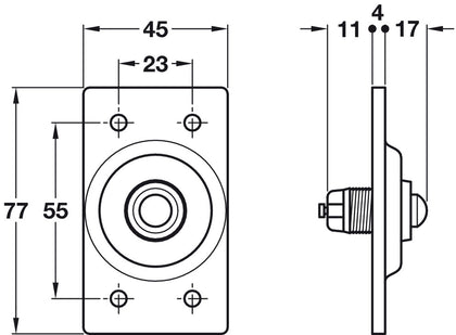 Kirkpatrick Bell Push 77x45mm Iron Blk