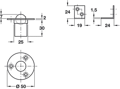 Door Holder/Floor D50mm Brass SCP