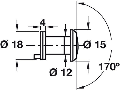 Door Viewer 170D 20-35mm w Flap Brs PN