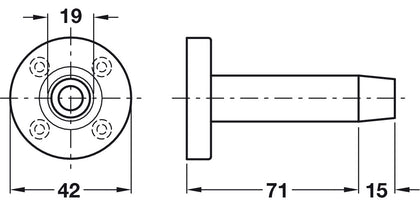 Door Stop/Wall D42x86mm Brs Rub/PB