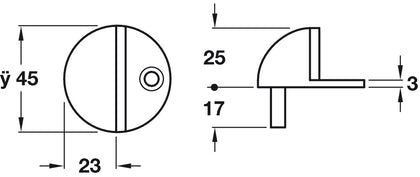 Door Stop/Floor D45x23mm Rubber/SSS