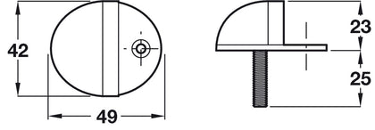 Door Stop/Floor 42x49x23mm Alu/Rub SA