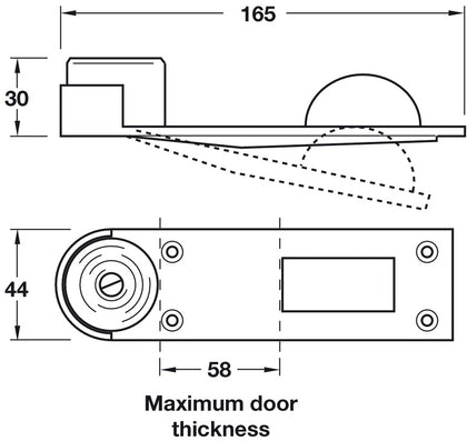 Door Holder+Stop/Floor 165x30mm Brs PB