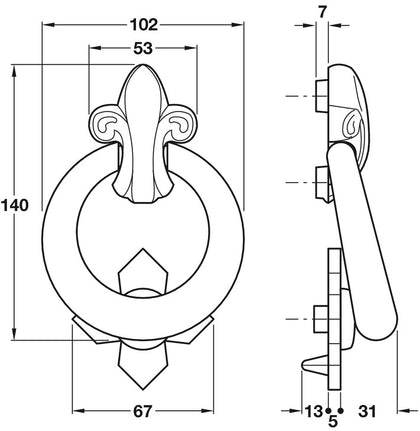Kirkpatrick Ring Door Knocker Iron Blk