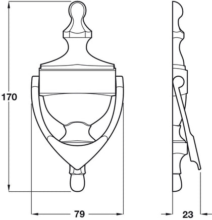 Victorian Urn Dr Knocker 170x79mm PB