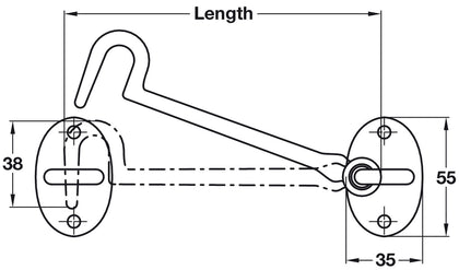 Kirkpatrick Cabin Hook+Eye 152mm Iron