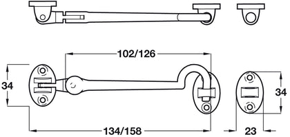 Cabin Hook+Eye Silent 126mm Brs PB
