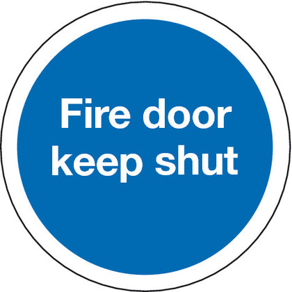 Blue Sign D76mm-Fire door keep shut