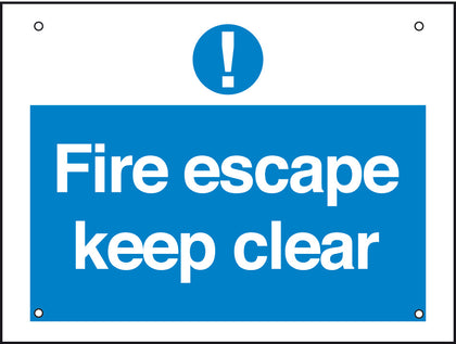 Sign 400x300mm-Fire escape keep clear
