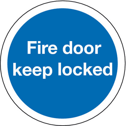 Blue Sign D76mm-Fire door keep locked