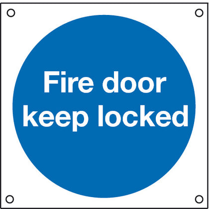 Blue Sign 80x80mm-Fire door keep locked