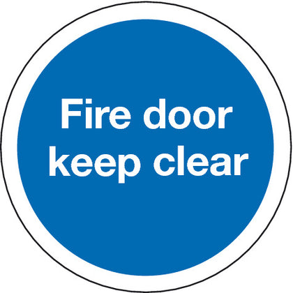 Blue Sign D76mm-Fire door keep clear
