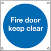 Blue Sign 80x80mm-Fire door keep clear