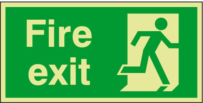 Lum Sign 300x200mm-'Fire exit' man RH