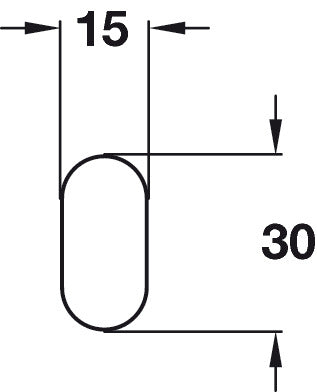 W/Robe Rail (Oval) 30x15x0.8mm x2.5m PB