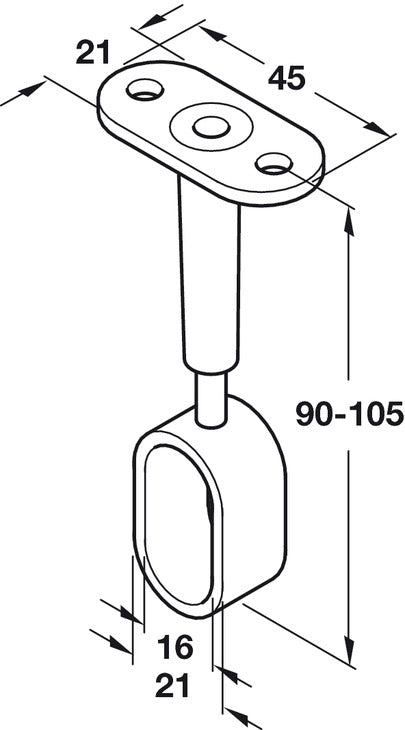 W/Robe Rail (Oval) Centre Supp Ht Adj PC