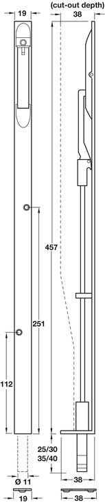 Lvr Act Flushbolt ExThr 457x19x38mm SNP