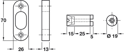 Hinge Bolt 70x26mm Coated St White