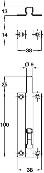 Barrel Bolt Straight 38x80mm SSS