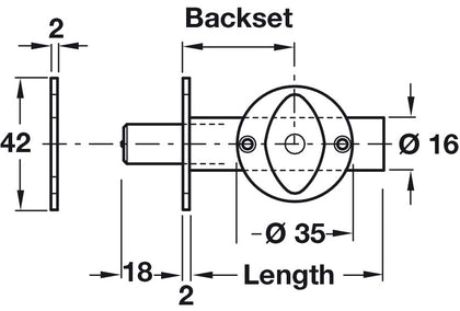Mortice Dr Sec Bolt+Knob 61mm Brs PC