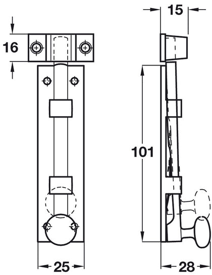 Kirkpatrick Slide Act Bolt 101mm Stght