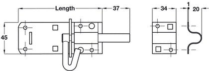 Brenton Pat Padlock Bolt 122x45mm St Blk