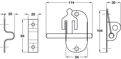 Oval Pad Bolt+Staple Steel ZP