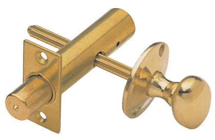 Mortice Door Sec Bolt w Knob 86mm Brs PC